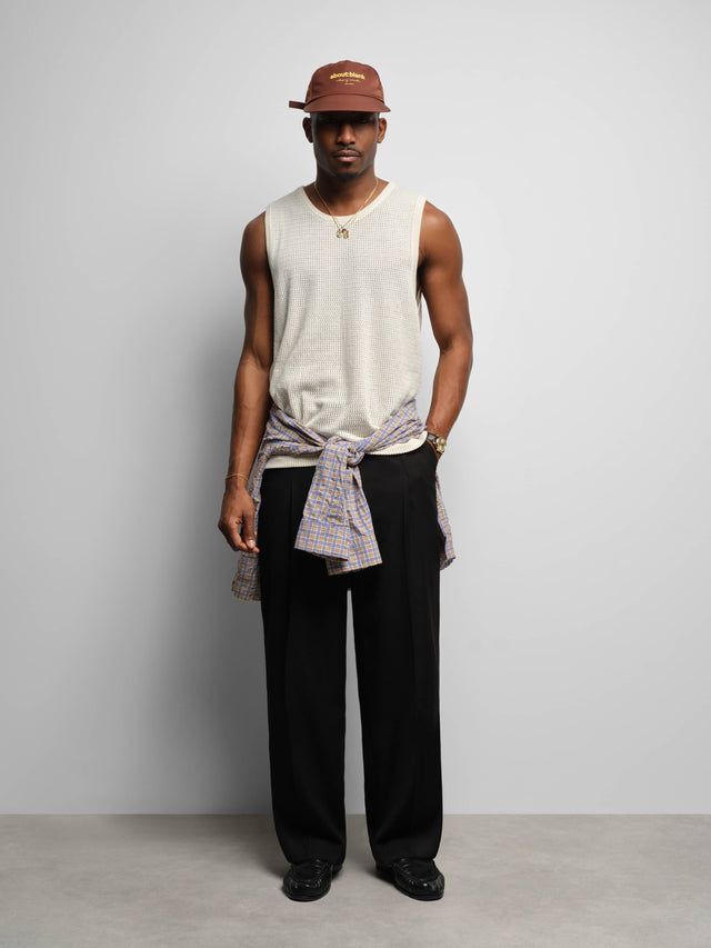 knitted sleeveless t-shirt oat