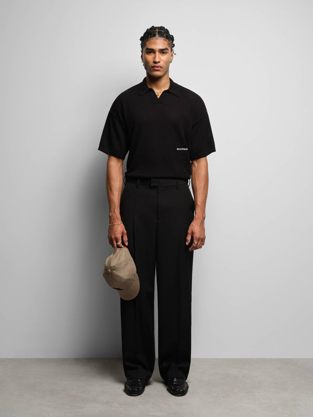 resort knit polo black