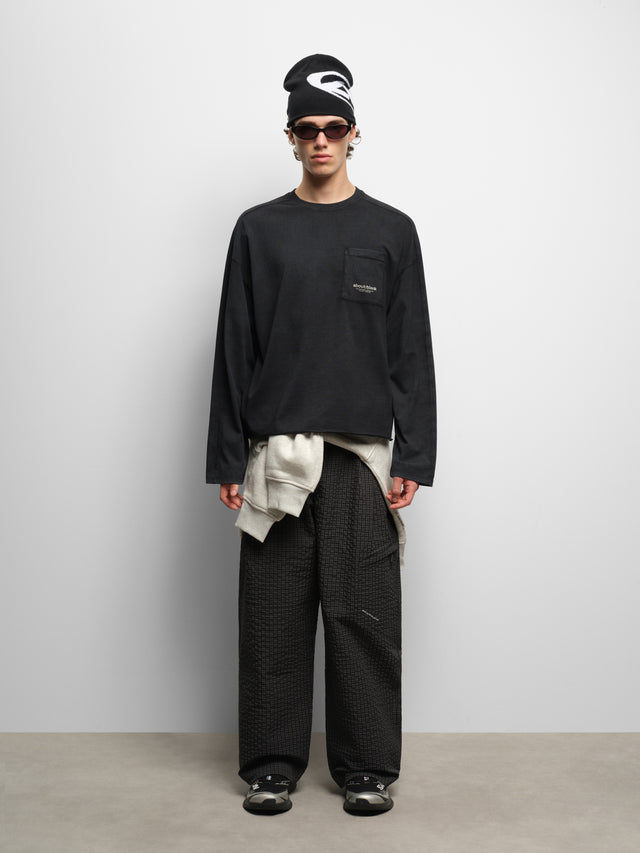 imprint pocket long sleeve t-shirt black