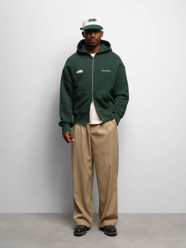 dual logo oblique zip hoodie epsom green