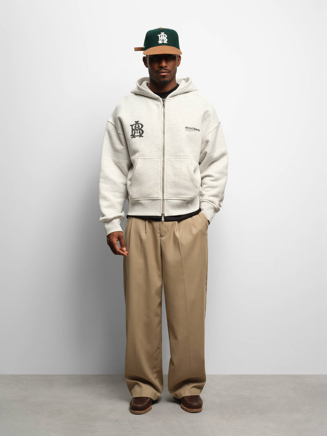 dual logo zip hoodie grey marl/black