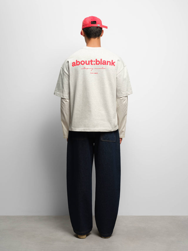 box t-shirt grey marl/red