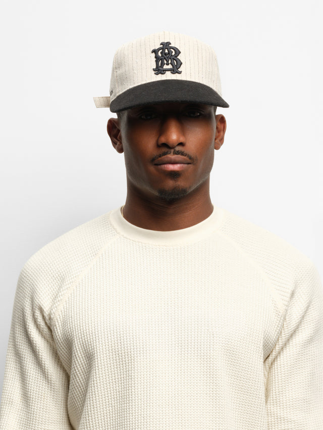 monogram pinstripe cap beige/black