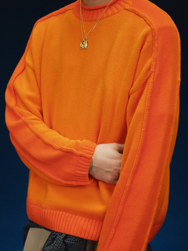 spray dye knit crew orange