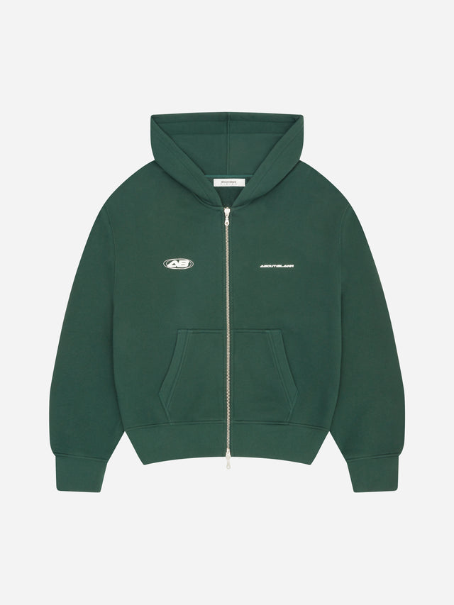 dual logo oblique zip hoodie epsom green