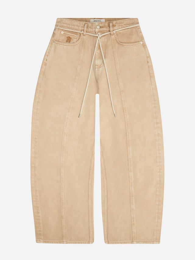 wide leg felled denim jean desert