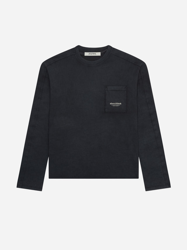imprint pocket long sleeve t-shirt black