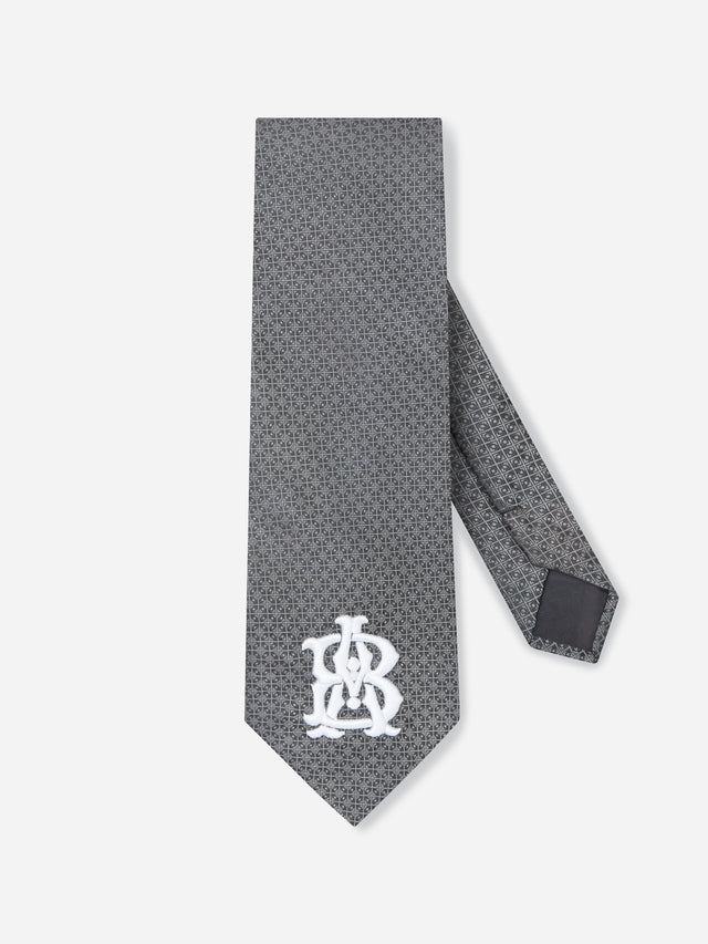 monogram tie grey