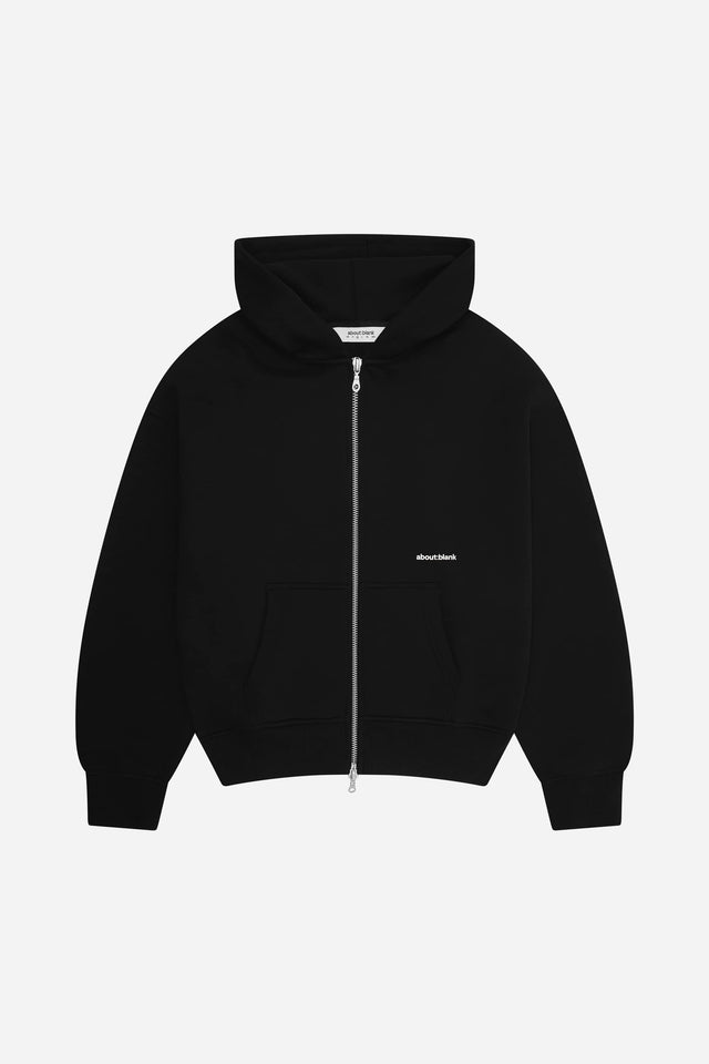 box zip hoodie black/ecru
