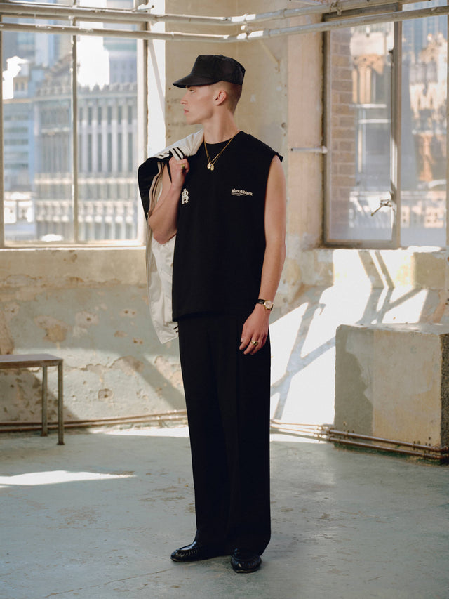 dual logo sleeveless t-shirt black
