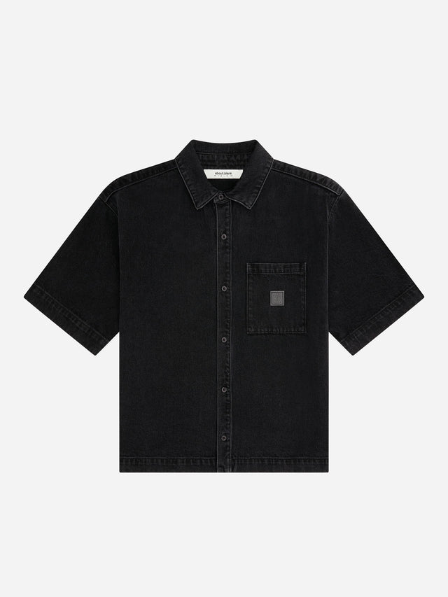 denim short sleeve shirt vintage black