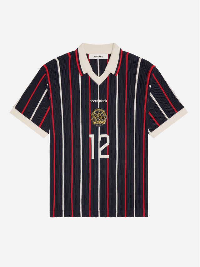 knitted football shirt navy/red/white