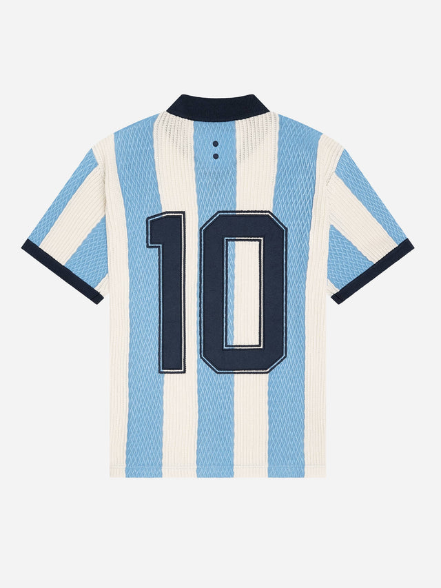 knitted football shirt blue/white