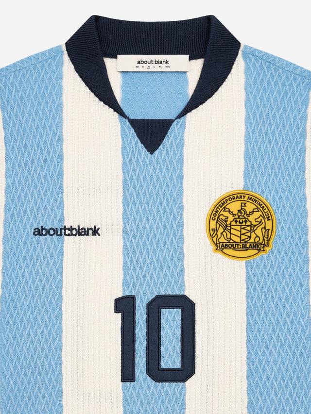 knitted football shirt blue/white