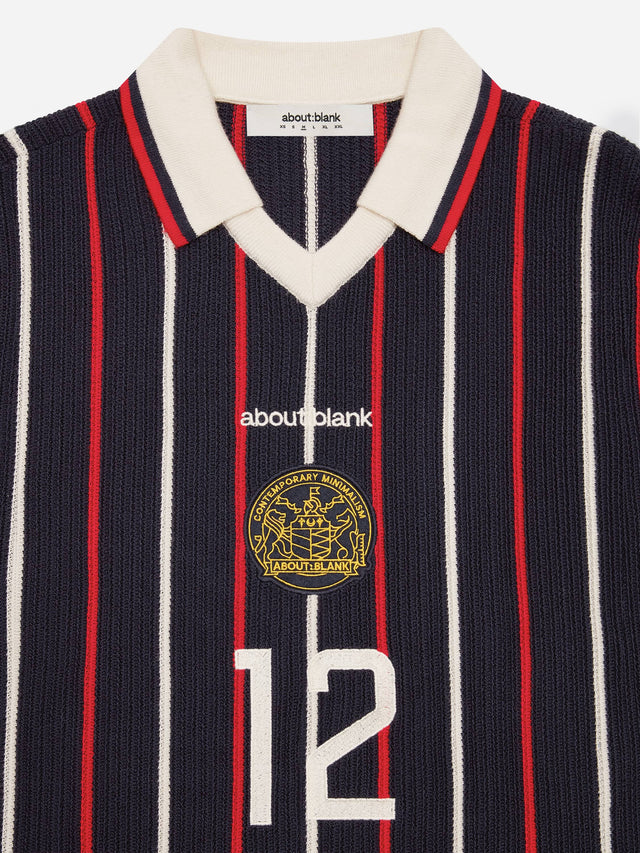 knitted football shirt navy/red/white