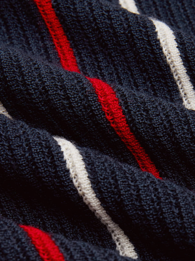 knitted football shirt navy/red/white
