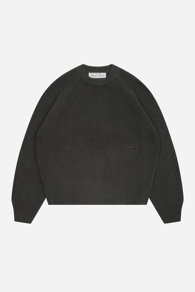 rib mock neck crew charcoal