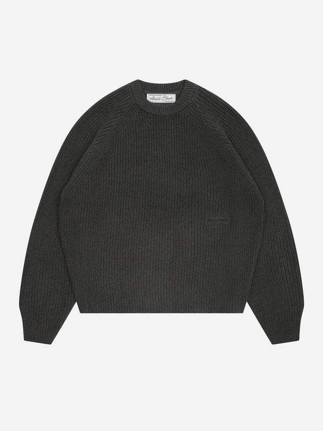 rib mock neck crew charcoal