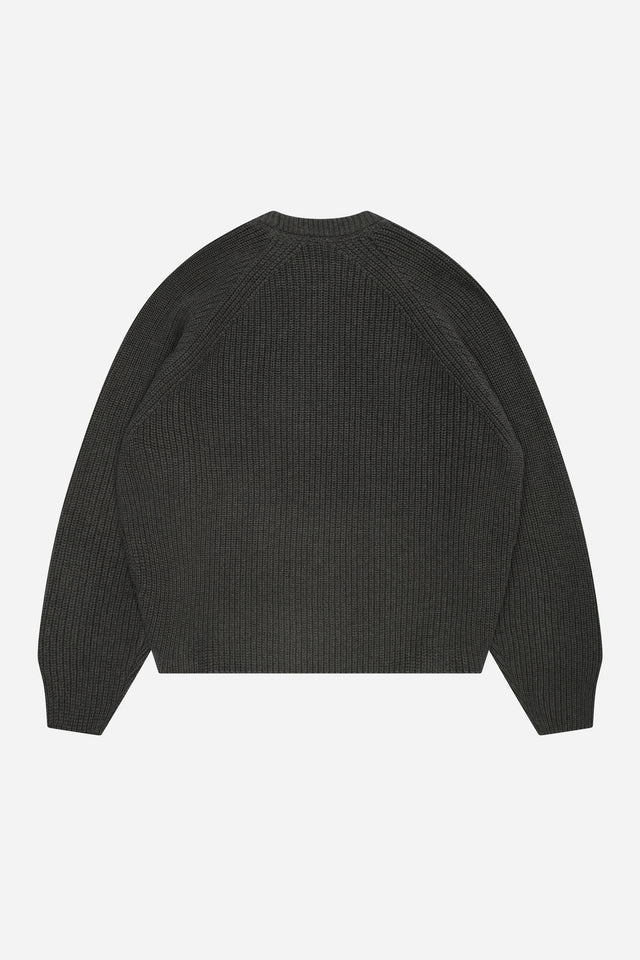 rib mock neck crew charcoal