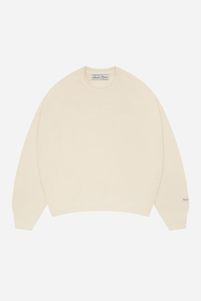 loose knit rolled crewneck ecru
