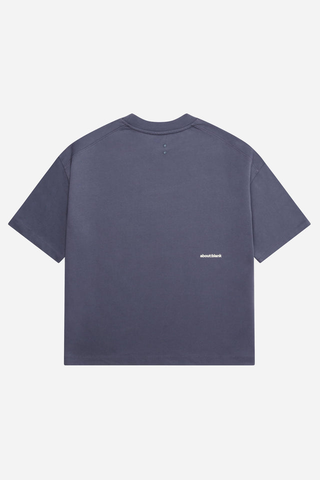 mock neck t-shirt smoke blue/ecru