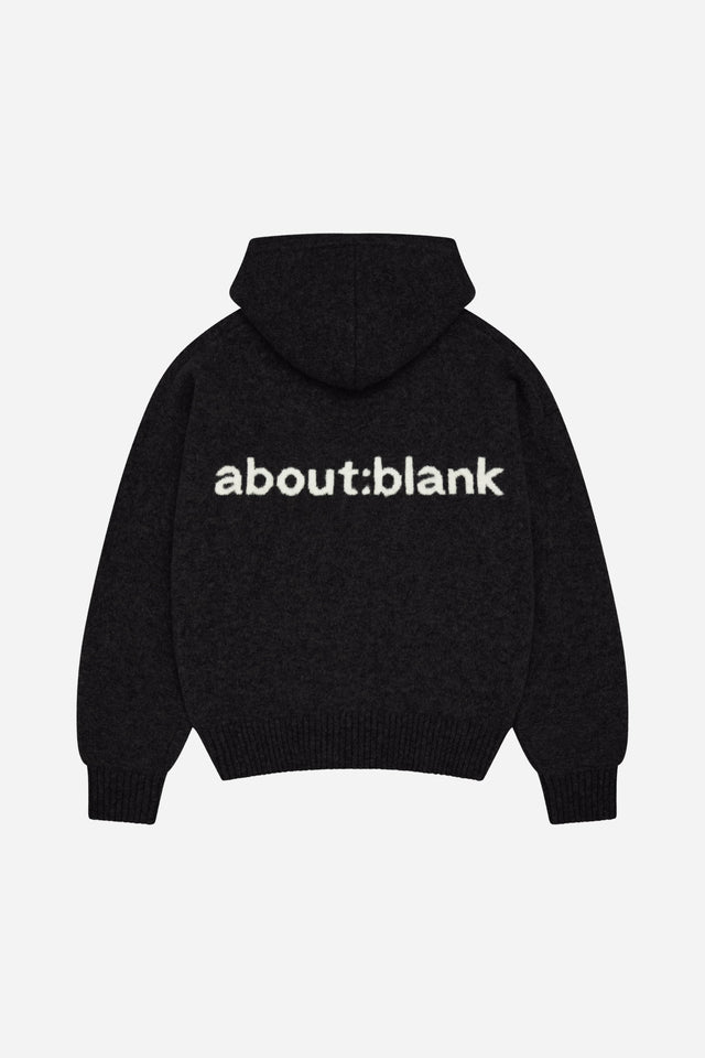 mohair knitted hoodie black/ecru