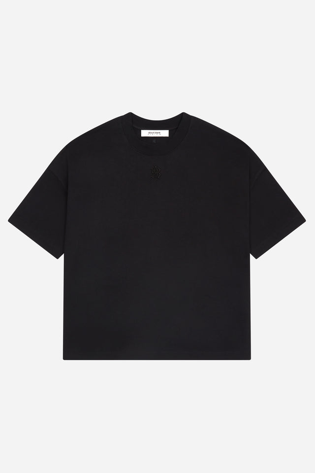 monogram mock neck t-shirt black