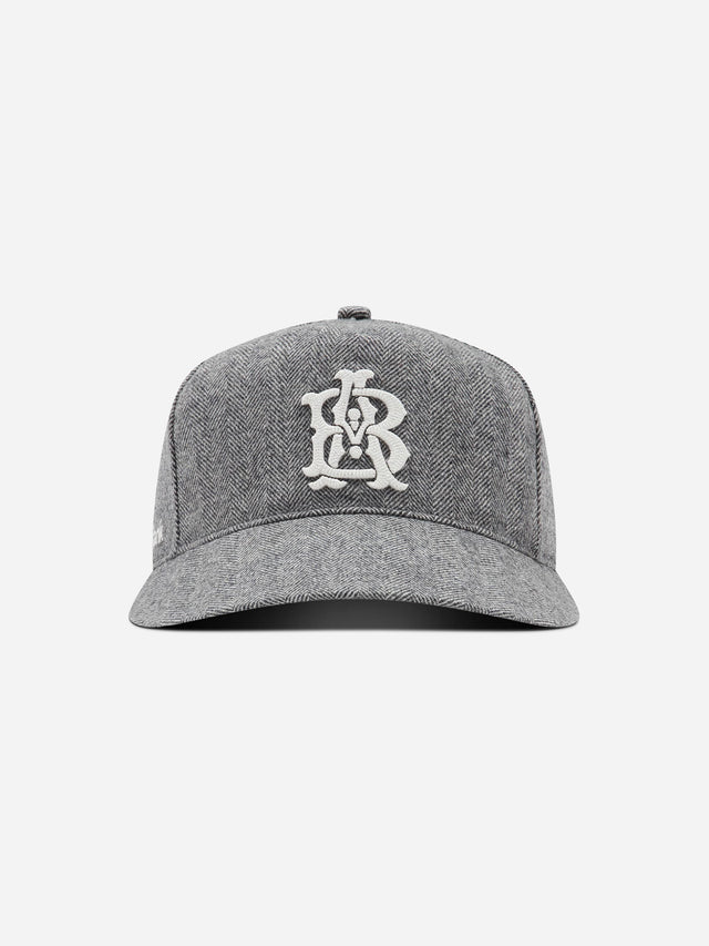 monogram herringbone cap grey