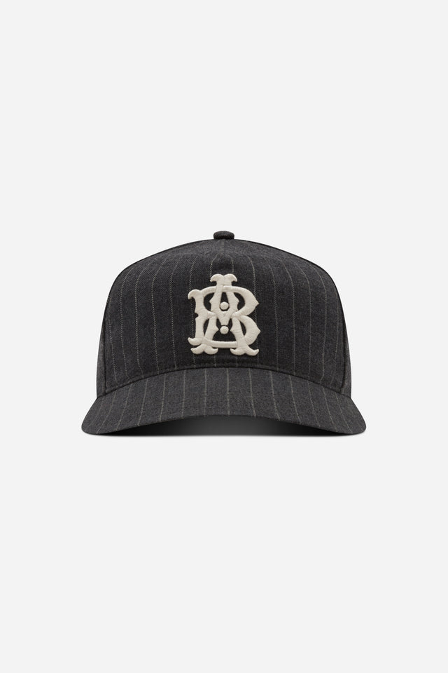 monogram pinstripe cap charcoal/white