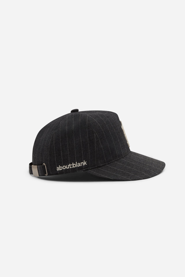 monogram pinstripe cap charcoal/white