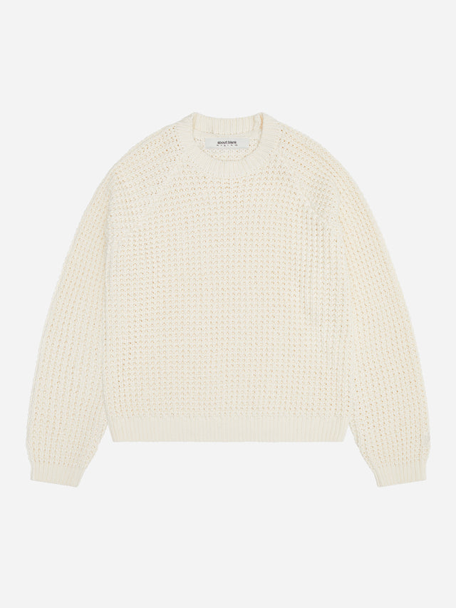 moss stitch crew ecru