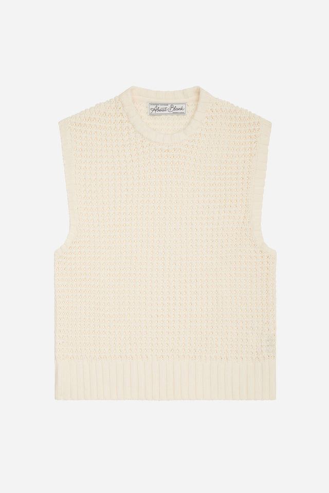 moss stitch knitted vest ecru