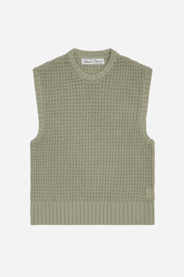 moss stitch knitted vest sage