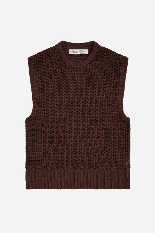 moss stitch knitted vest brown