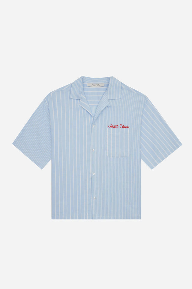 patchwork script shirt blue/white