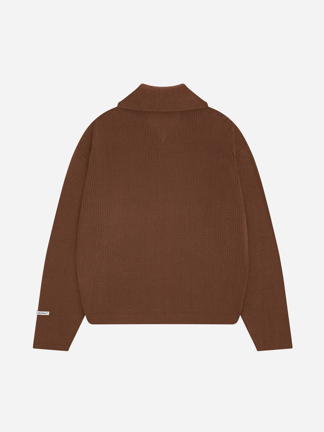 resort long sleeve knit polo brown
