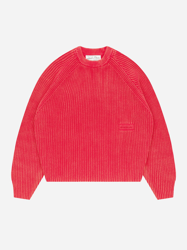 rib mock neck crew washed red