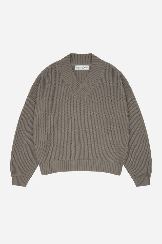 rib v-neck jumper sage
