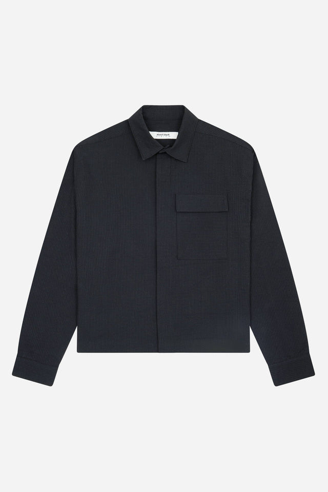 seersucker overshirt black/black