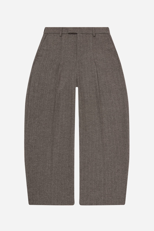 tailored wide leg trouser brown herringbone