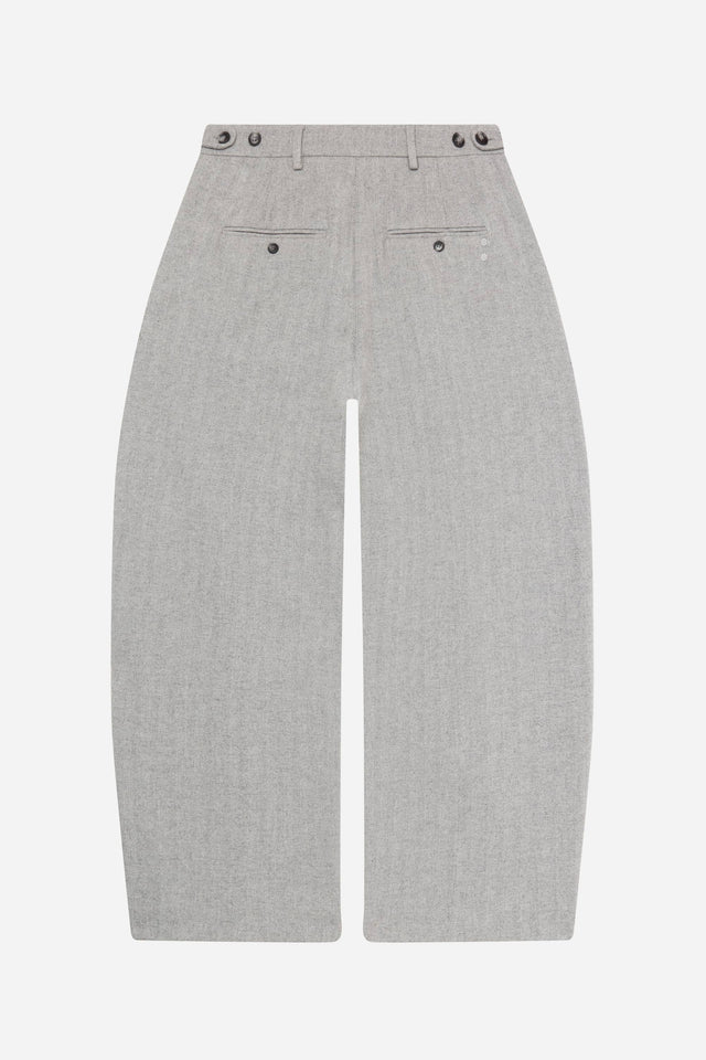 tailored wide leg trouser grey herringbone