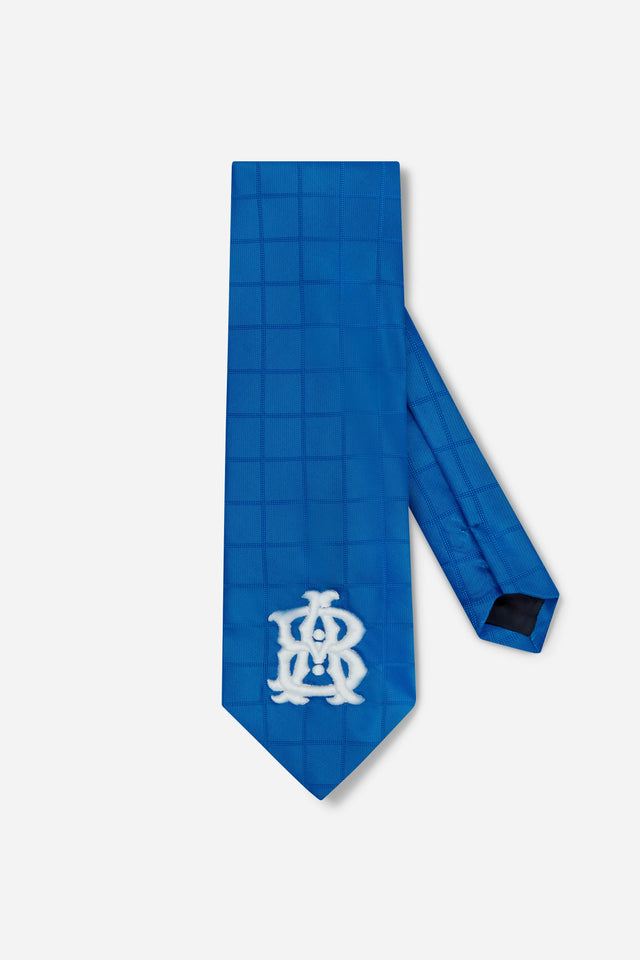 vintage silk monogram blue tie