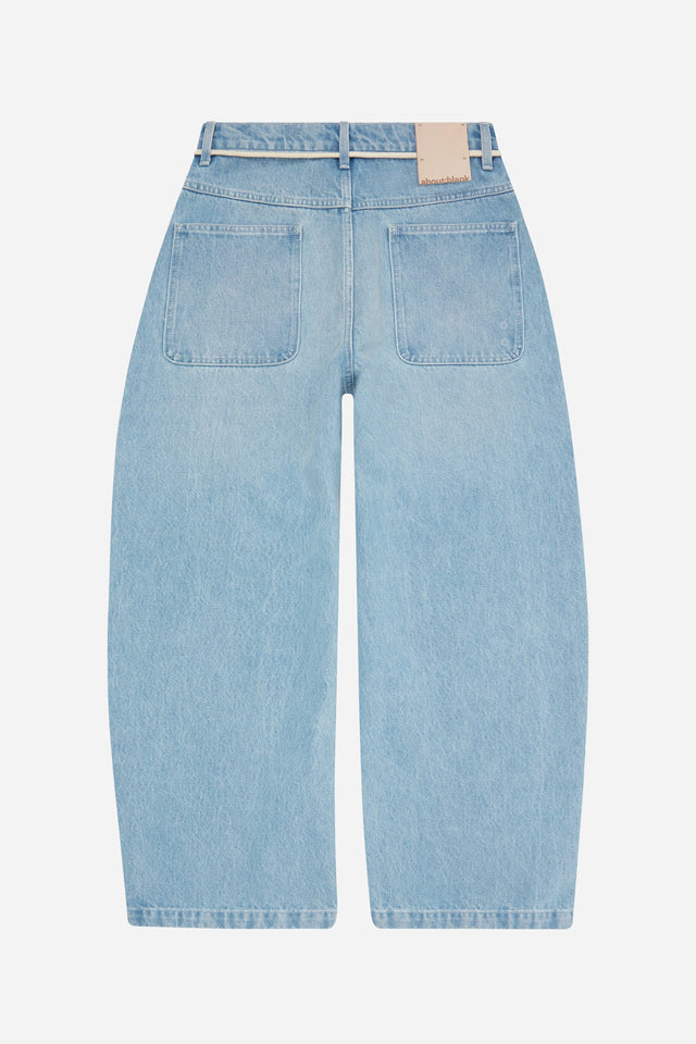 wide leg denim jean light blue wash
