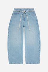 wide leg denim jean light blue wash