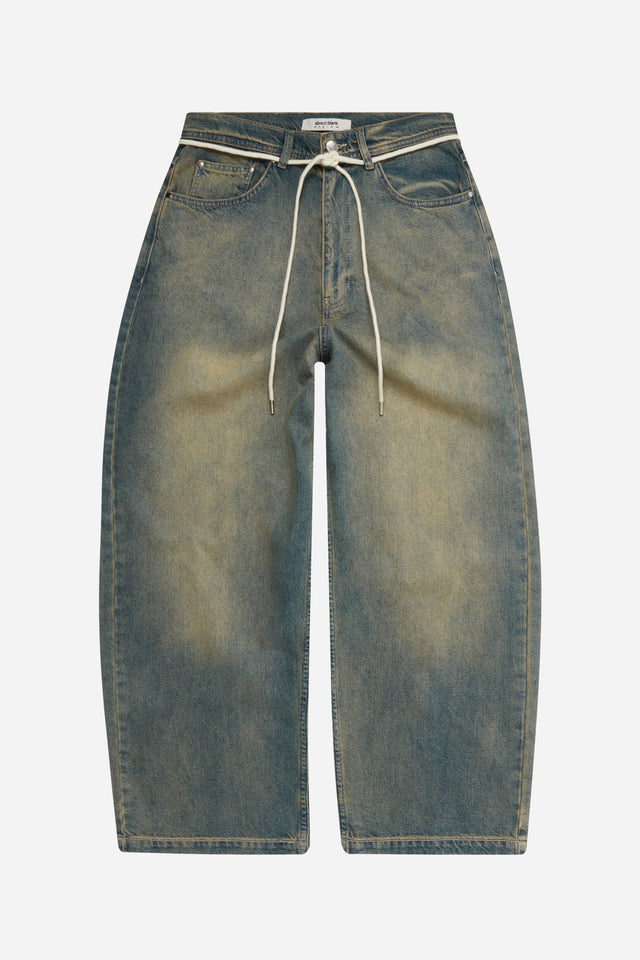 wide leg denim jean dirty wash