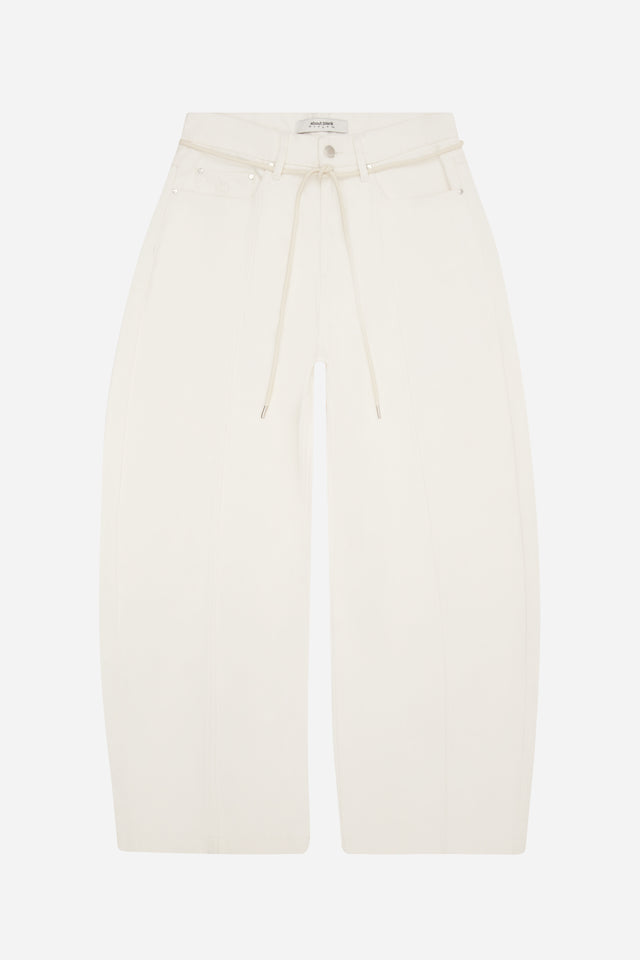 wide leg felled denim ecru