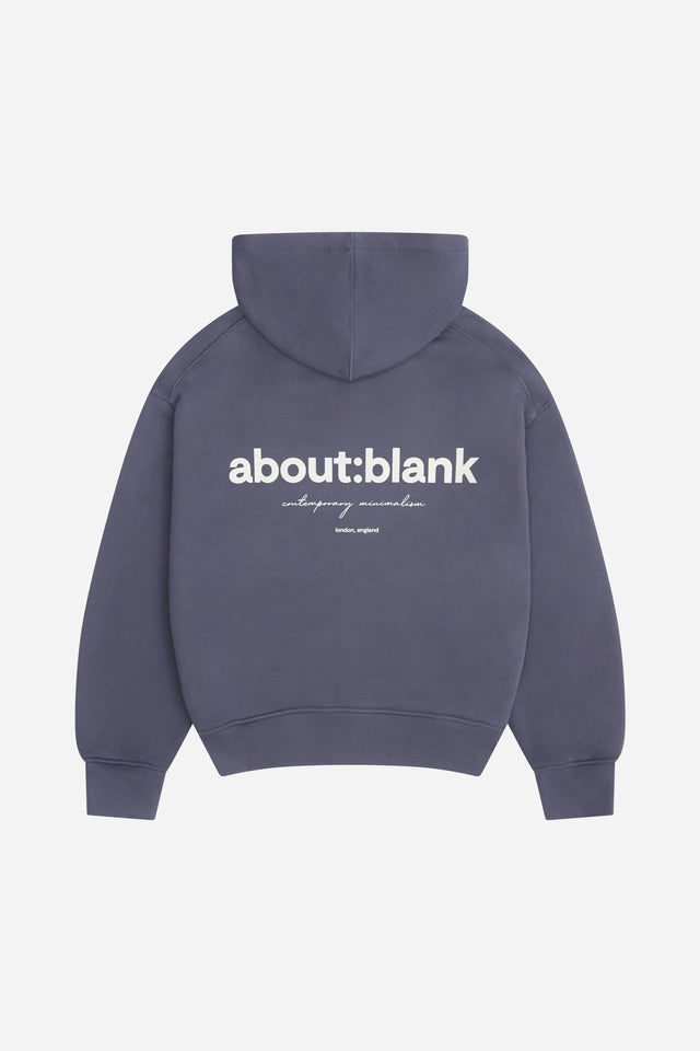 box zip hoodie smoke blue/ecru