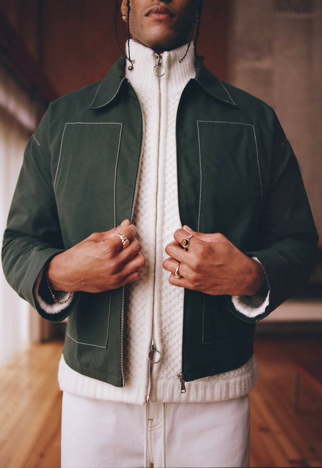 utility jacket green/ecru