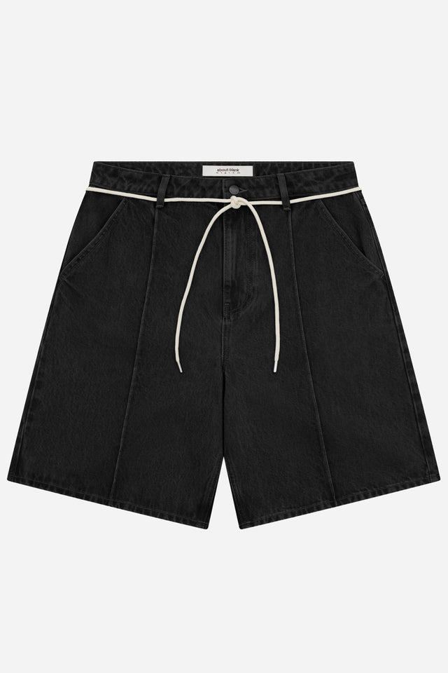 wide denim short vintage black
