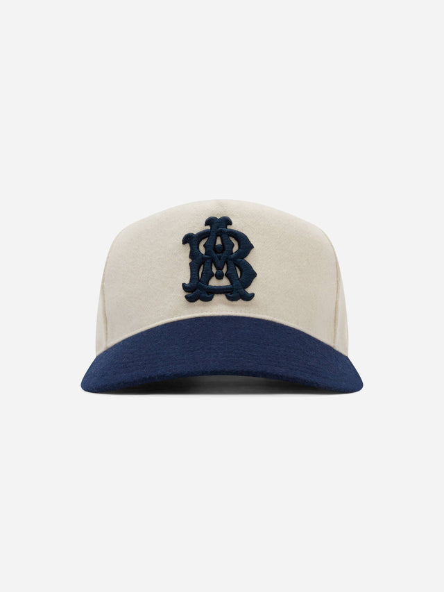 monogram wool cap ecru/navy